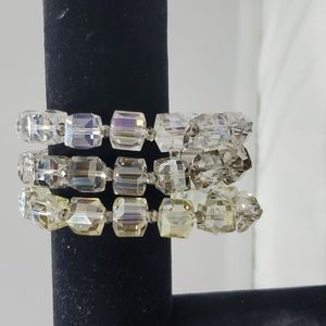 Ali khan clear glass 3 pc stretch bracelet